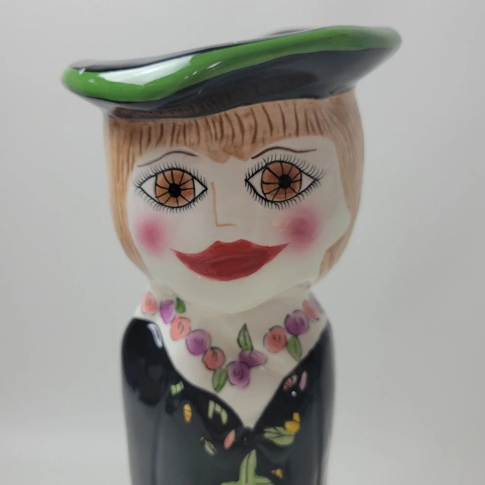 Bella Casa by Ganz Susan Paley Pearl Figural Bud Vase Ceramic Black Floral